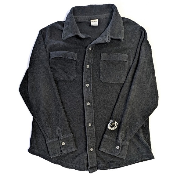 PINK Victoria's Secret Jackets & Blazers - Pink Victoria's Secret Fleece Button Down Shirt Jacket Black XS Shacket Logo
